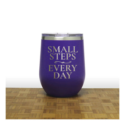 12oz Insulated Motivational Wine Tumbler – Small Steps Every Day- Stainless Steel Encouragement Cup | Daily Inspiration Gift