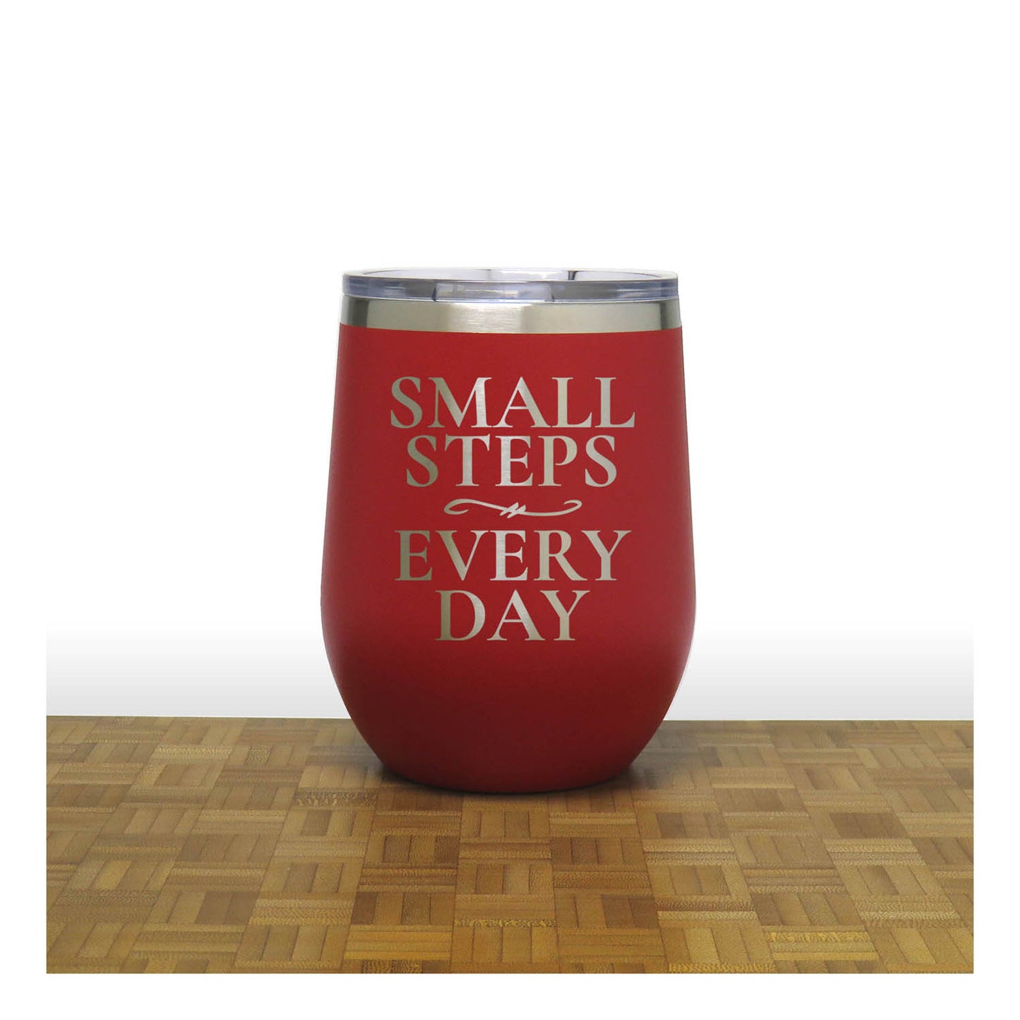 12oz Insulated Motivational Wine Tumbler – Small Steps Every Day- Stainless Steel Encouragement Cup | Daily Inspiration Gift