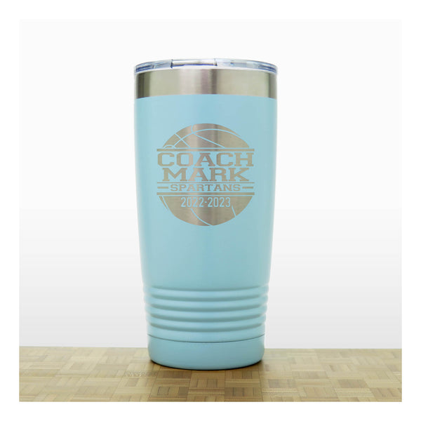 Teal - Basketball Coach Insulated Tumbler - 20 oz Insulated Tumbler - Copyright Hues in Glass