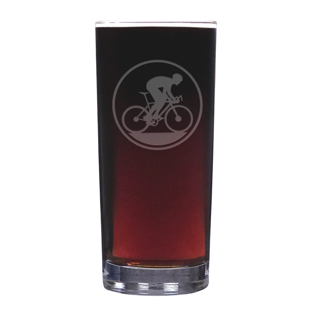 Racing Cyclist Engraved 15oz Cooler Glass – Cycling Cocktail & Water Tumbler, Deep Etched Glass for Bike Enthusiasts