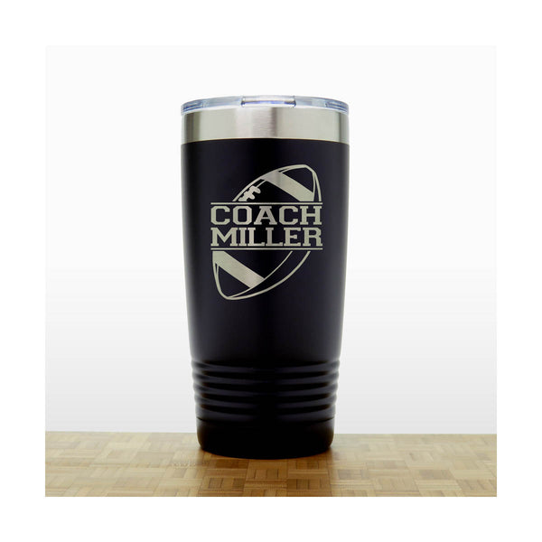 Black - Football Coach Insulated Tumbler - 20 oz Insulated Tumbler - Copyright Hues in Glass