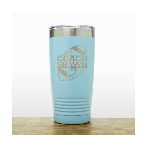 Teal - Football Coach Insulated Tumbler - 20 oz Insulated Tumbler - Copyright Hues in Glass