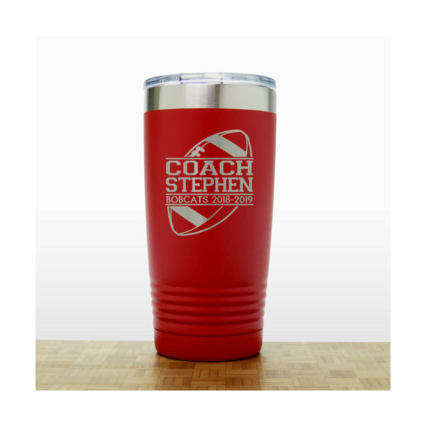 Red - Football Coach Insulated Tumbler - 20 oz Insulated Tumbler - Copyright Hues in Glass