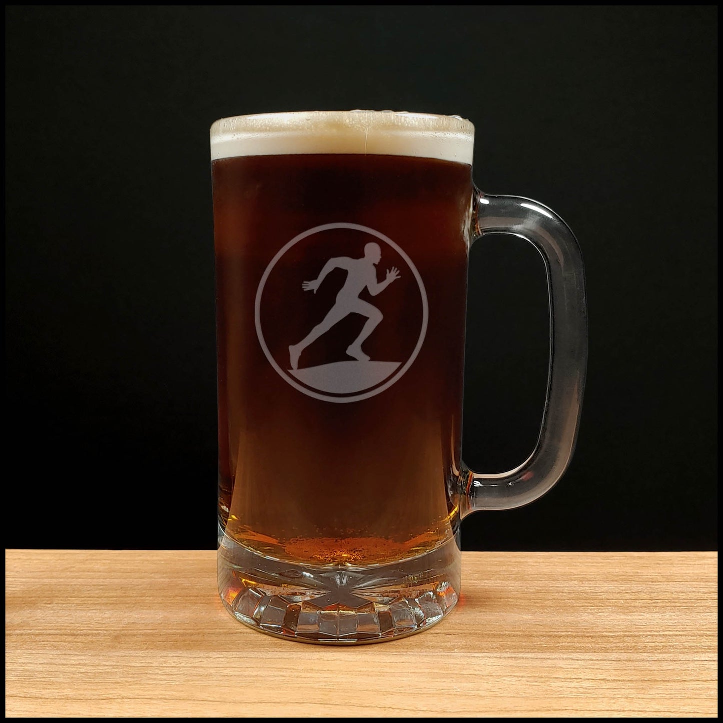 Running 16oz Beer Mug  - Long Distance Runner Beer Glass, Sprinter Gift,