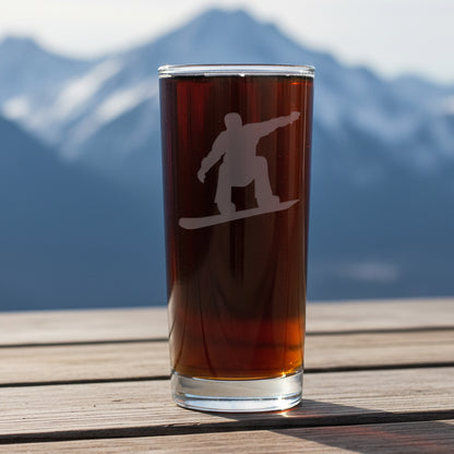 Glass with a snowboarder silhouette 
