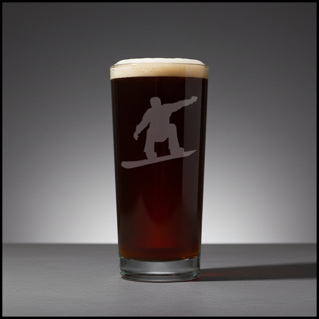 Glass with a snowboarder silhouette 