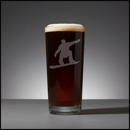 Glass with a snowboarder silhouette 