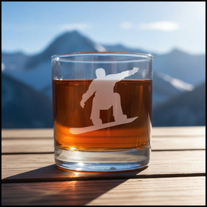 Personalized Snowboarder 11oz Whiskey Glass - Custom Engraved 11oz Bourbon Tumbler - Snowboarding Scotch Glass - Gift for Snowboard Enthusiast