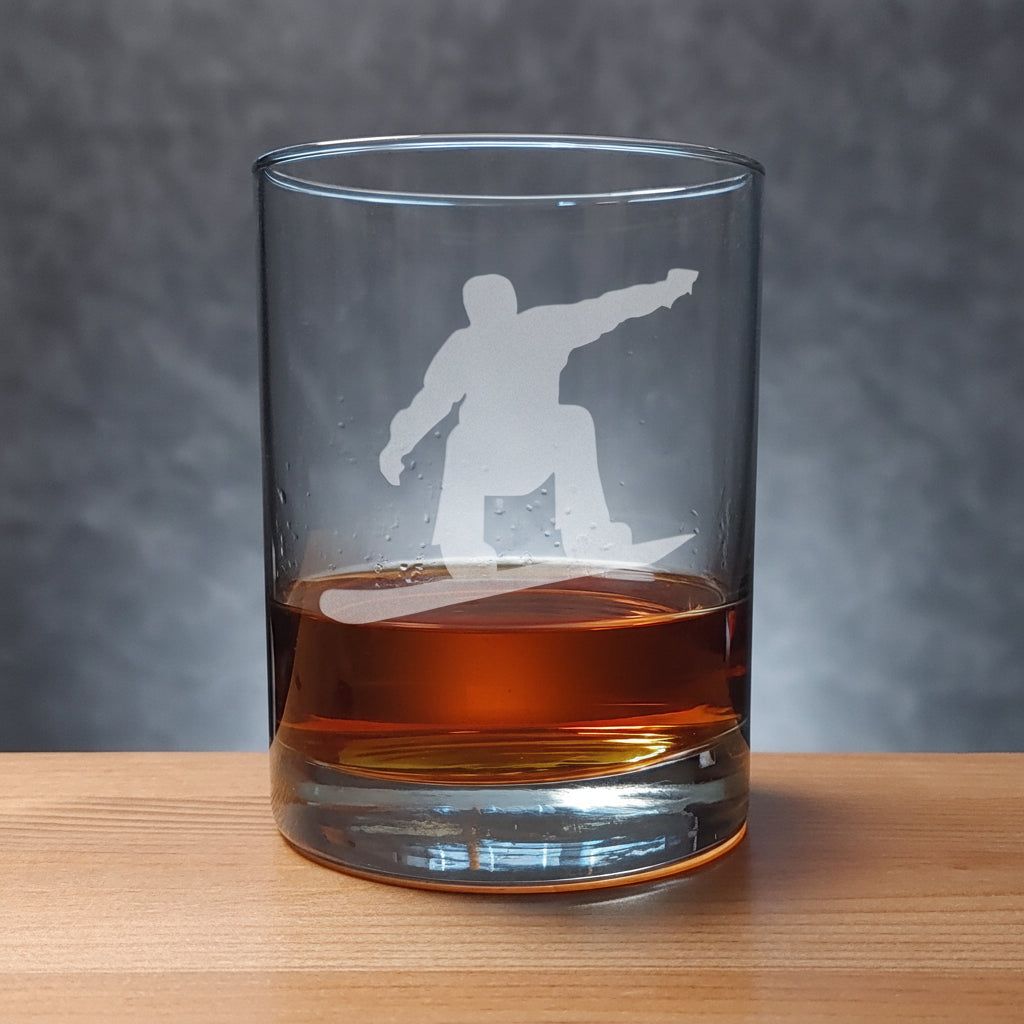 Snowboarder Engraved Whiskey Glass 13oz | Personalized Bourbon Glass