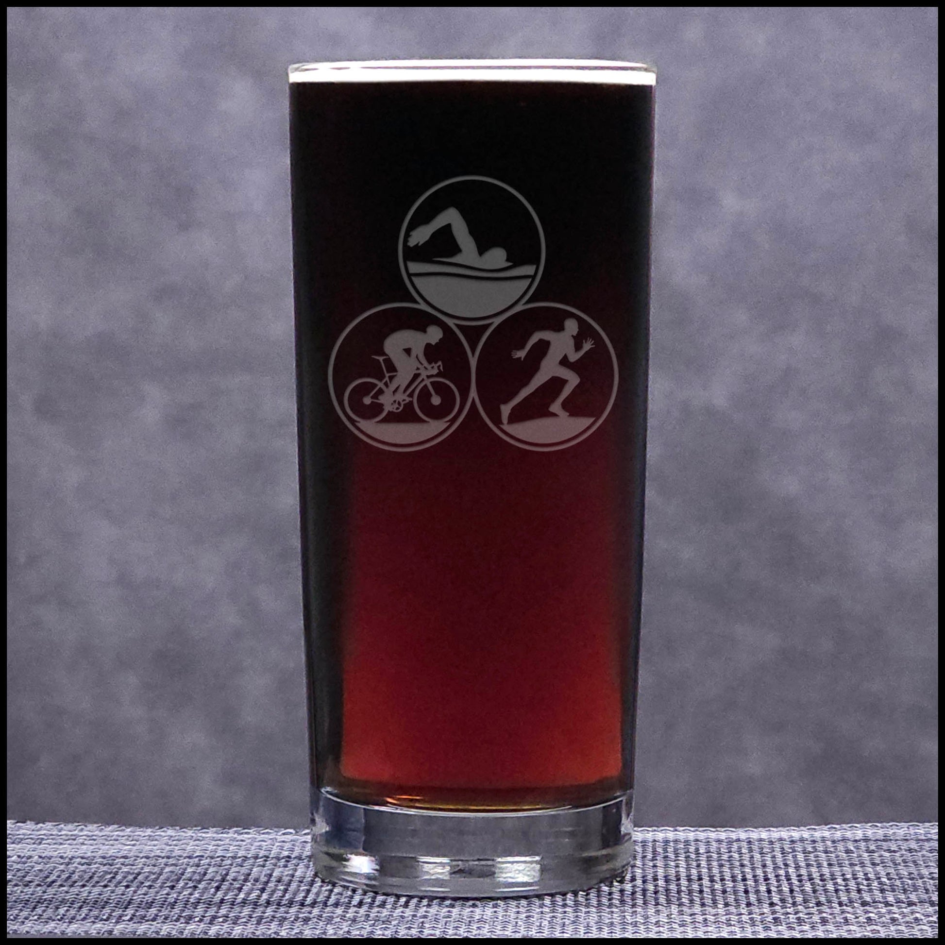 SPORTS TRIATHLON design on a 15oz Cooler Glass