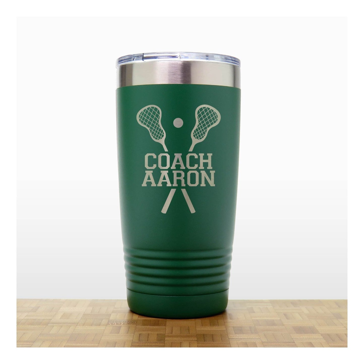 Green- Lacrosse Coach 20oz Insulated Tumbler - Copyright Hues in Glass
