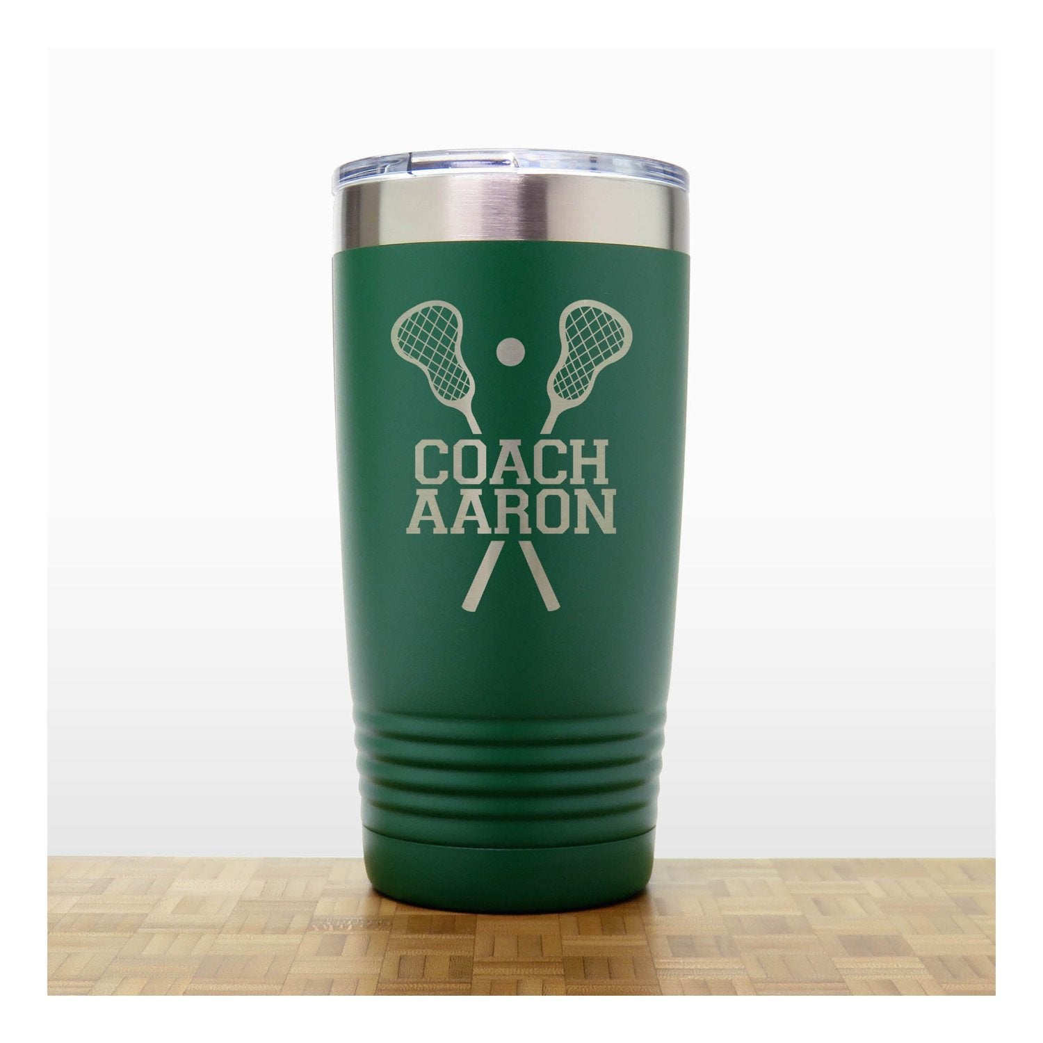 Green- Lacrosse Coach 20oz Insulated Tumbler - Copyright Hues in Glass