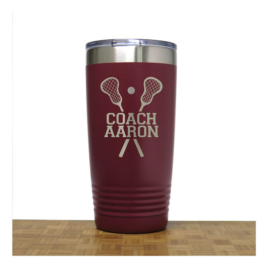 Maroon - Lacrosse Coach 20oz Insulated Tumbler - Copyright Hues in Glass