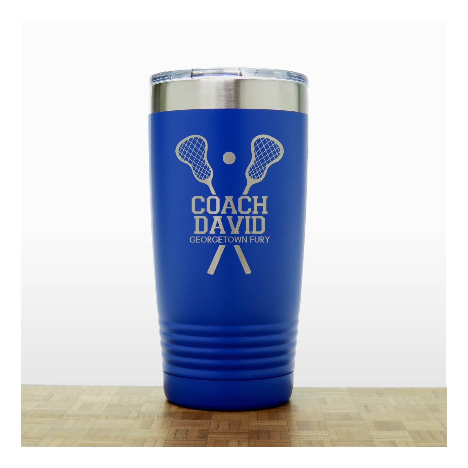 Blue- Lacrosse Coach 20oz Insulated Tumbler - Copyright Hues in Glass