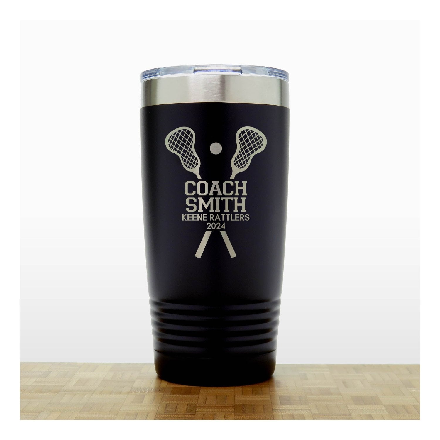 Black- Lacrosse Coach 20oz Insulated Tumbler - Copyright Hues in Glass