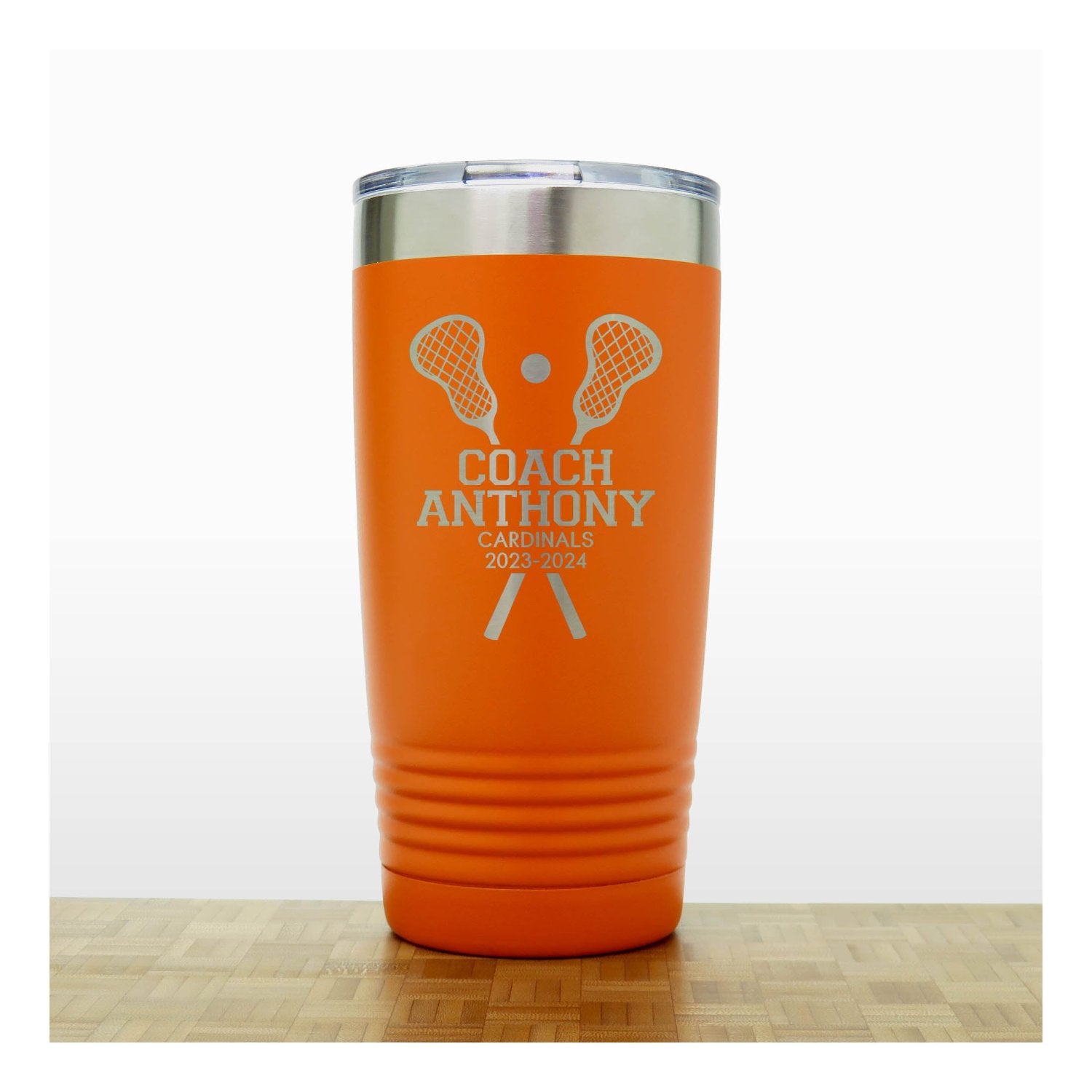 Orange- Lacrosse Coach 20oz Insulated Tumbler - Copyright Hues in Glass