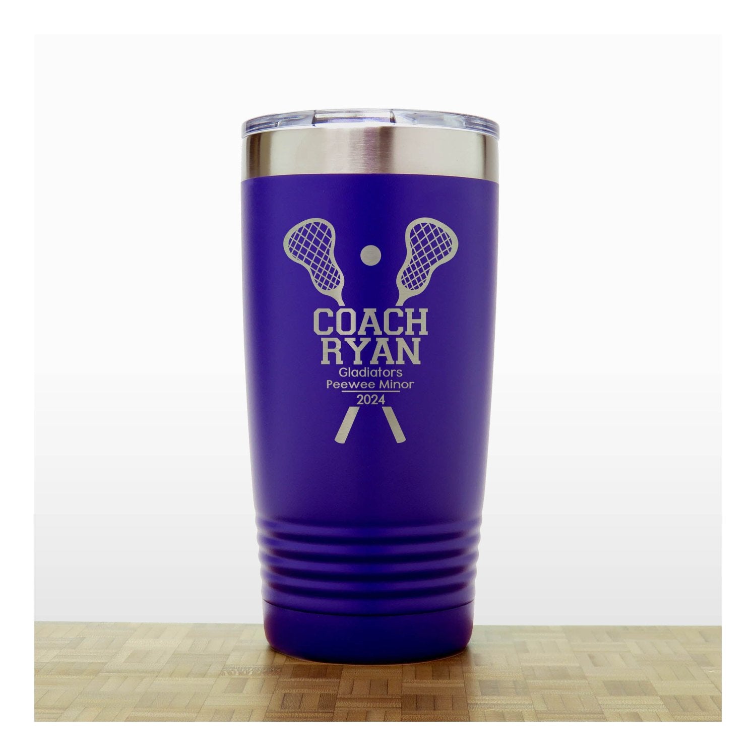 Pur[le- Lacrosse Coach 20oz Insulated Tumbler - Copyright Hues in Glass
