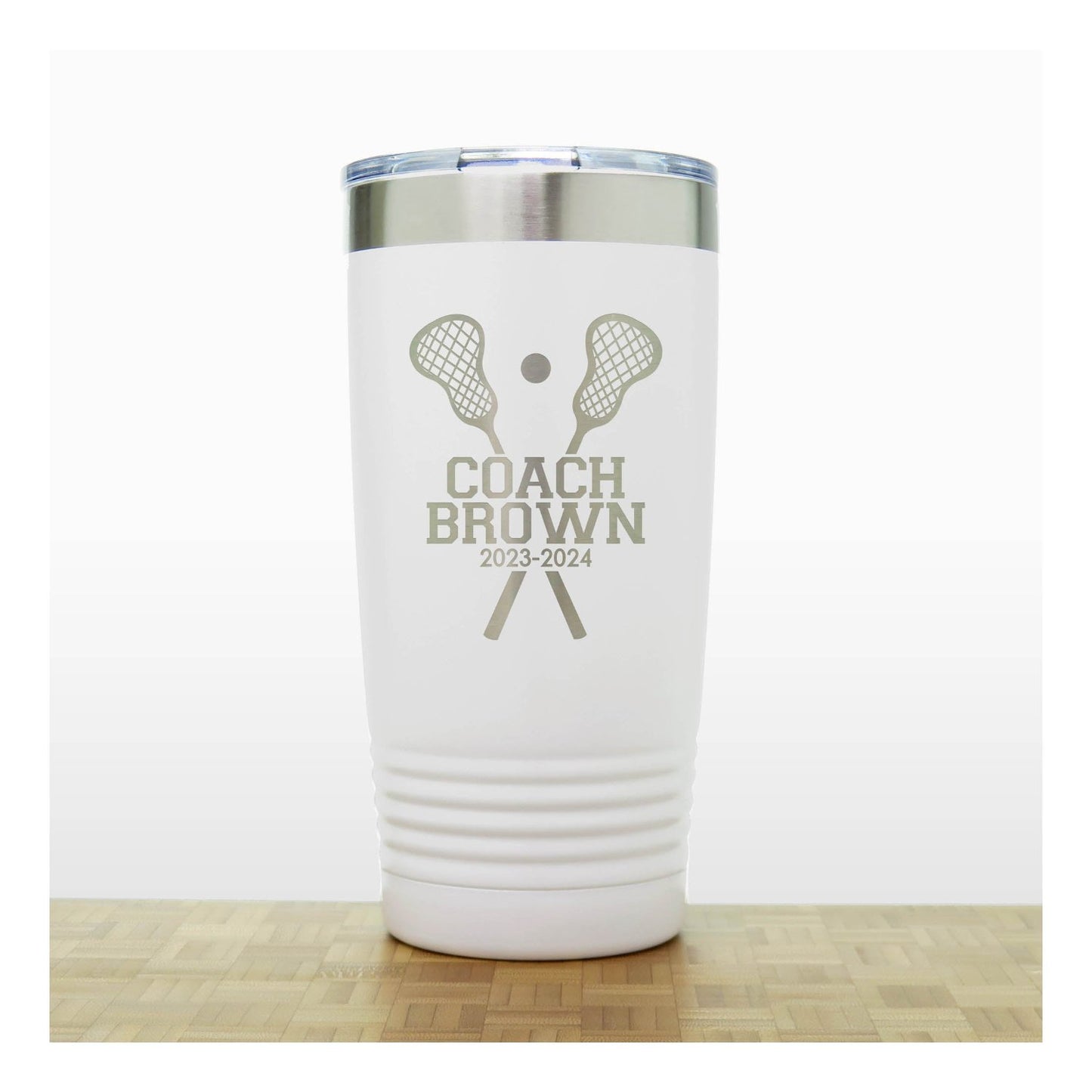 White- Lacrosse Coach 20oz Insulated Tumbler - Copyright Hues in Glass