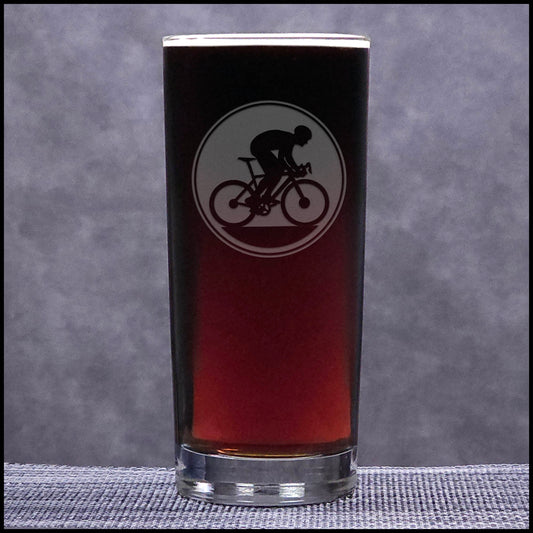 Road Cycling 15oz Engraved Cooler Glass – Deep Etched Cyclist Drinking Glass for Cocktails, and Water