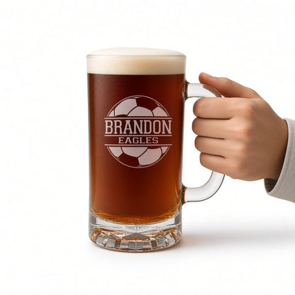 Soccer Coach 16oz Engraved Beer Mug - Personalized Gift - Free Personalization