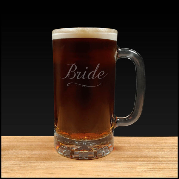 Bride Beer Mugs - copyright Hues in Glass
