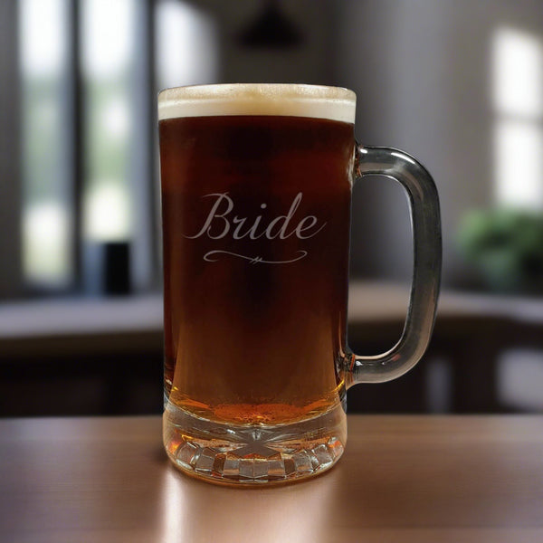 Bride Beer Mug design - Dark Beer - Copyright Hues in Glass