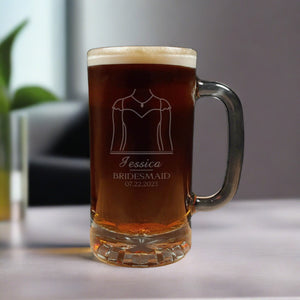 Bridesmaid Beer Mug design - Dark Beer - Copyright Hues in Glass