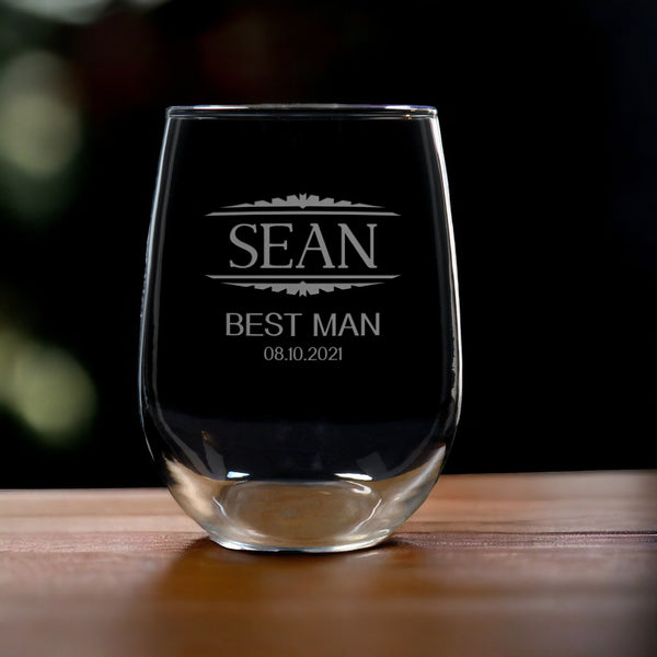 Best Man Stemless Wine Glass - Copyright Hues in Glass