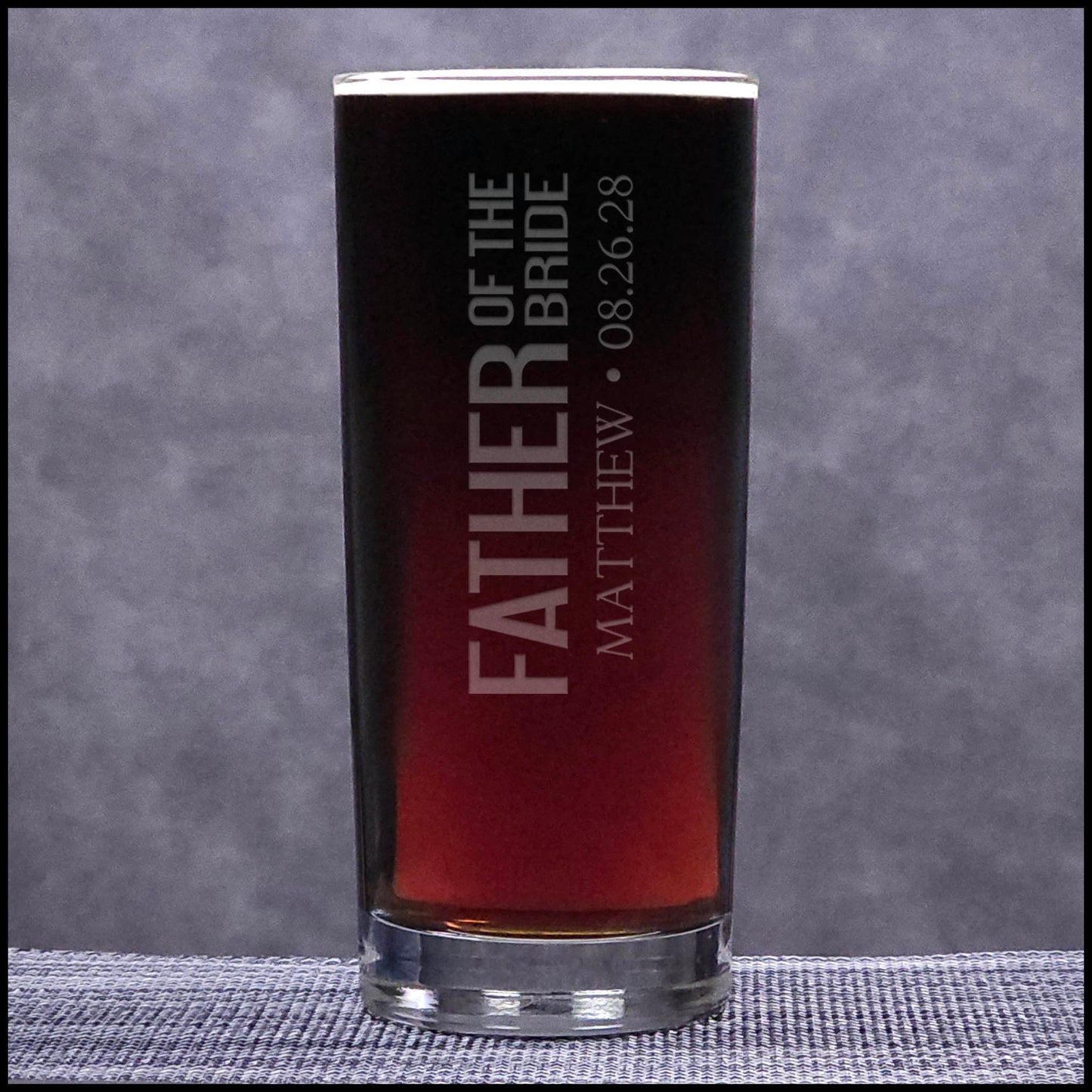 Father of the Bride Cooler Glass | Wedding Party Cooler Glass Gift - Father of the Bride Beer Glass - Wedding Day Keepsake