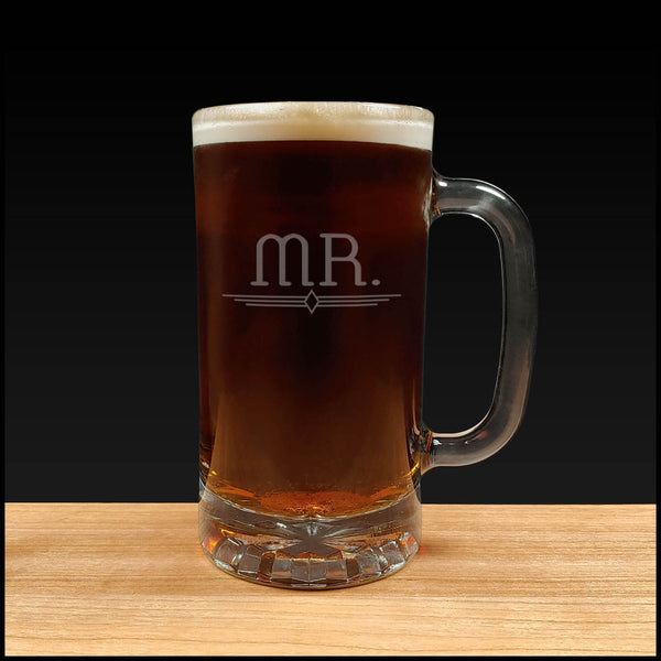 Mr.  Beer Mugs - copyright Hues in Glass