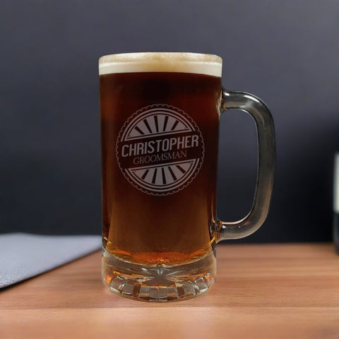 Groomsman Beer Mug - Dark Beer - Copyright Hues in Glass