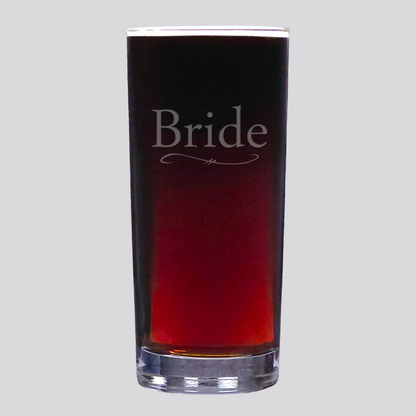 Bride Cooler Glass – Etched Wedding Beer Glass - Wedding Celebration Gift