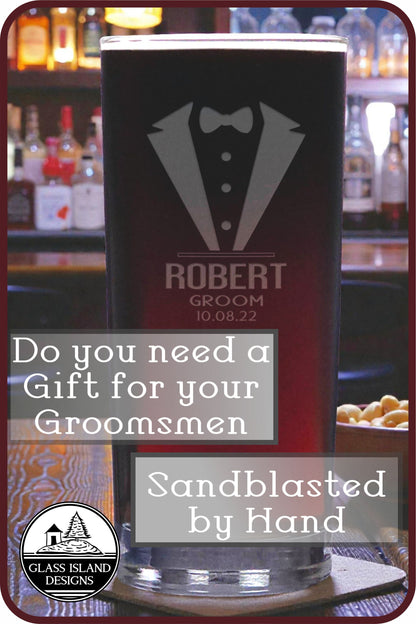 Groom Cooler Tumbler – Personalized Sandblasted Glass Gift for Wedding Party