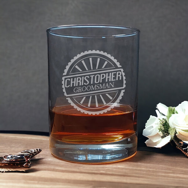 Groomsman 13oz Whiskey Glass - Wedding Party 6 Whisky Glass - Copyright Hues in Glass