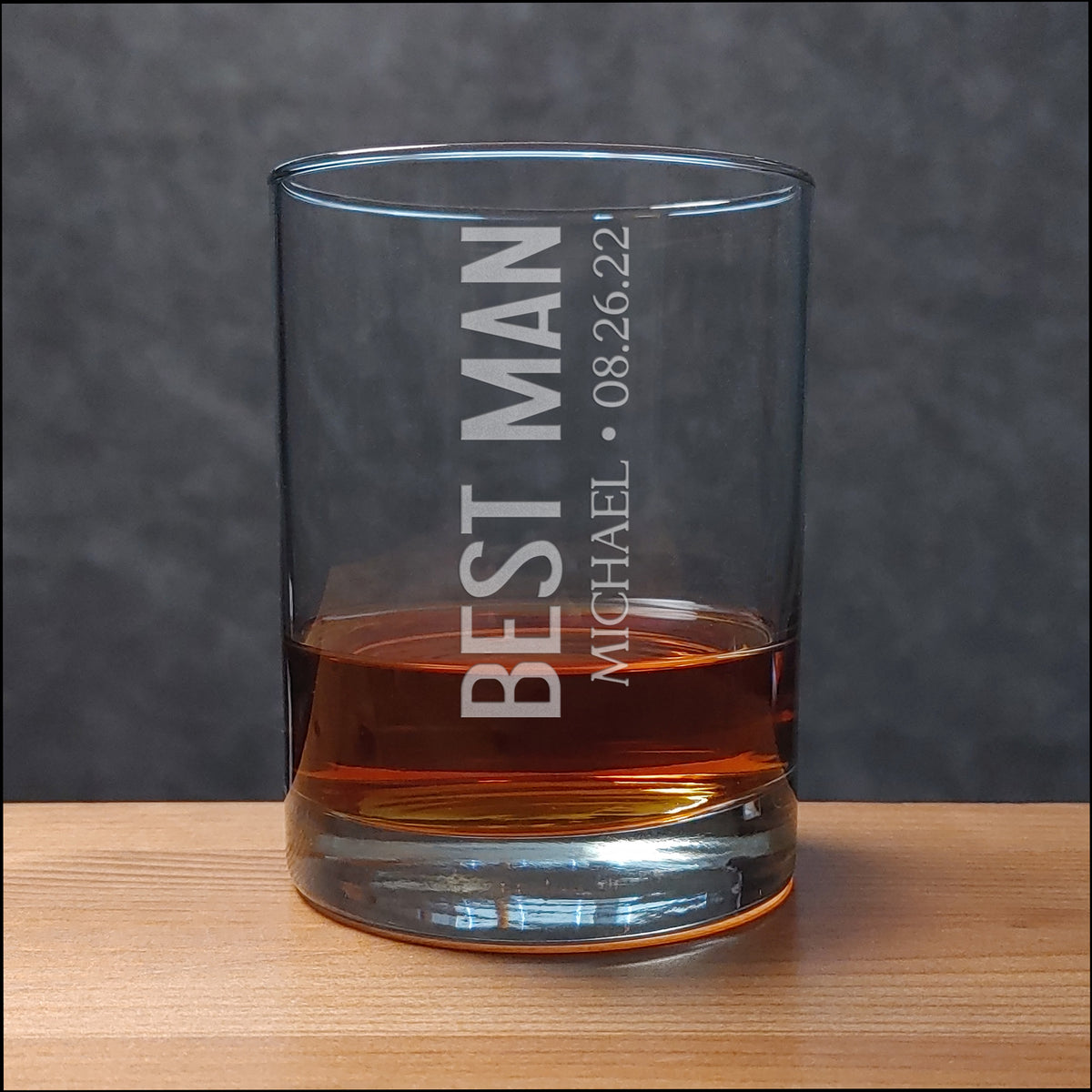 Best Man 13oz Whiskey Glass - Personalized Deep Sand Etched Wedding Party Gift