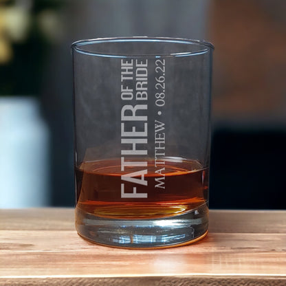 Father of the Bride Personalized 13oz Whiskey Glass - Custom Deep Etched Rocks Glass