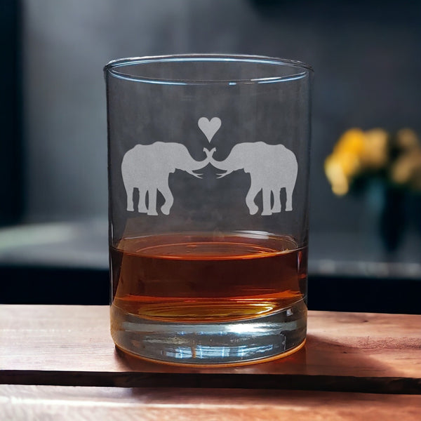 Elephant in Love 13 oz Whisky Glass - Copyright Hues in Glass
