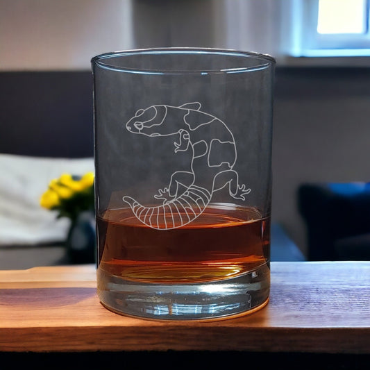 Gecko 13 oz Whiskey Glass - Design 2 - Copyright Hues in Glass