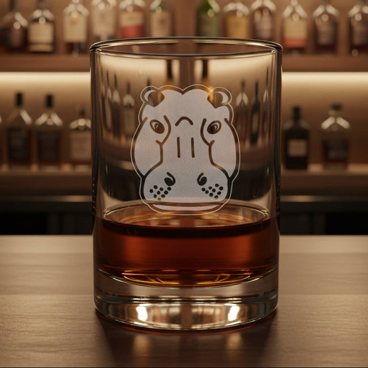 Hippo Head 13oz Whiskey Glass - Copyright Hues in Glass