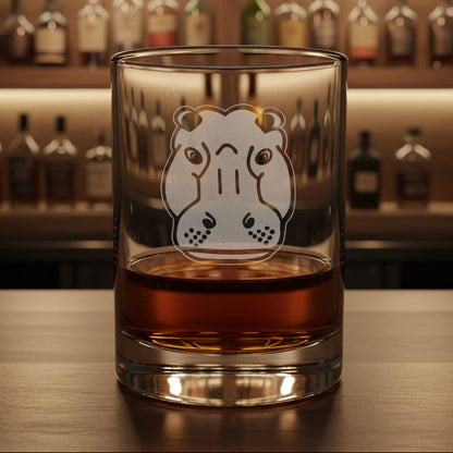 Hippo Head 13oz Whiskey Glass - Copyright Hues in Glass