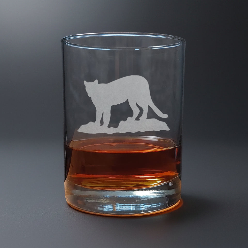 Cougar 13oz Engraved Whiskey Glass - Animal Personalized Gift