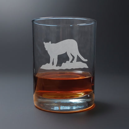 Cougar 13oz Engraved Whiskey Glass - Animal Personalized Gift