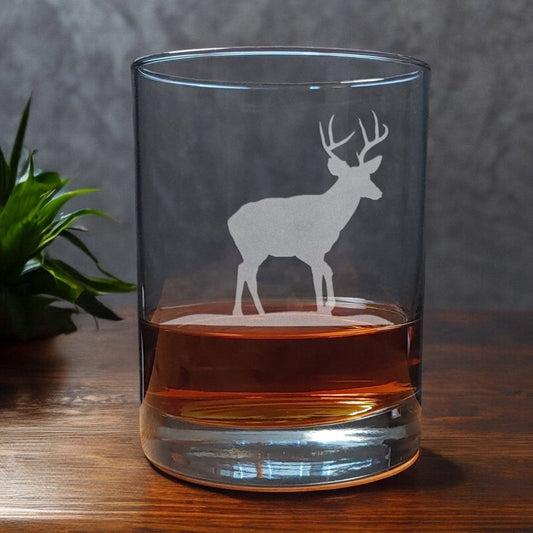 Stag Deer 13oz Whisky Glass - Copyright Hues in Glass