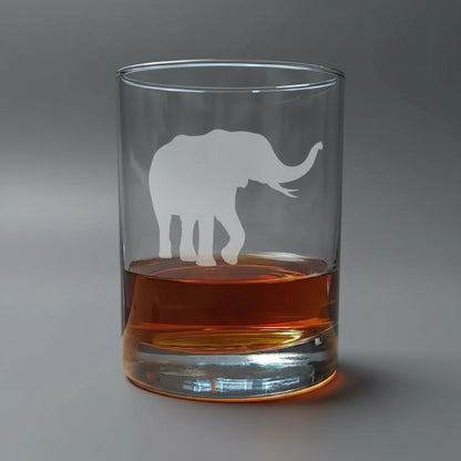 Elephant 13oz Engraved Whiskey Glass - Design 6 - Animal Personalized Gift