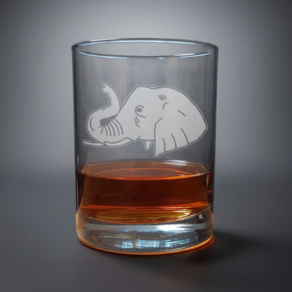 Elephant Head 13oz Engraved Whiskey Glass - Animal Personalized Gift