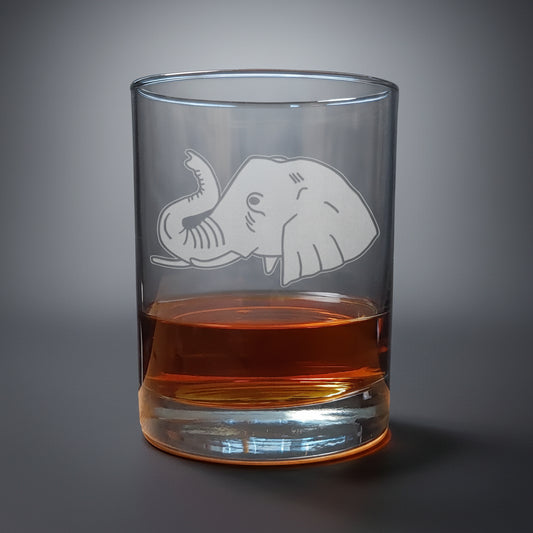 Elephant Head 13oz Engraved Whiskey Glass - Animal Personalized Gift