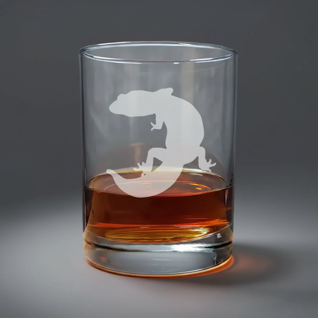 Gecko 13oz Engraved Whiskey Glass - Design 3 - Animal Whiskey Glass