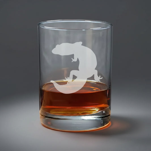 Gecko 13oz Engraved Whiskey Glass - Design 3 - Animal Whiskey Glass