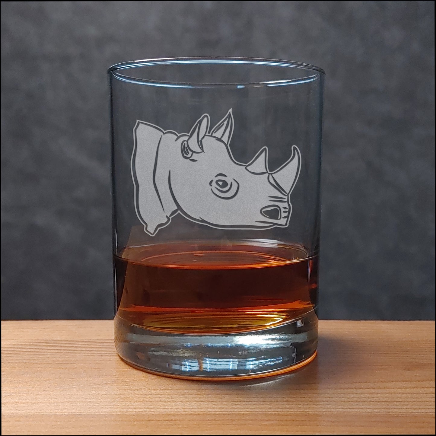 Rhino Whiskey Glass 13oz – Sandblasted Etched Animal Gift