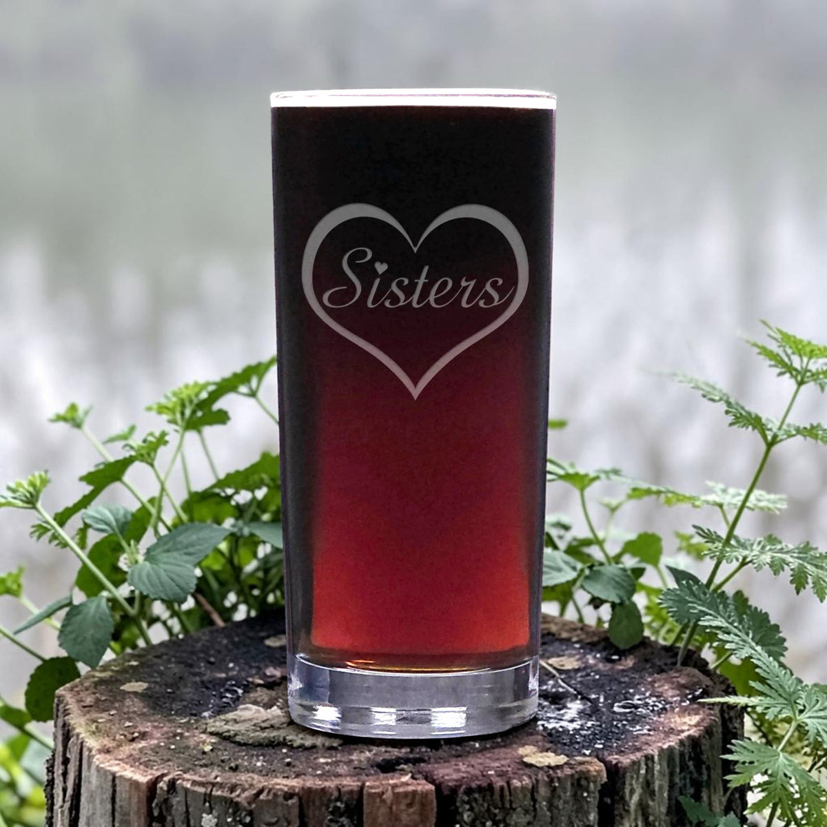 Sisters 15oz Cooler Glass - Deep Sand Etched Water Tumbler